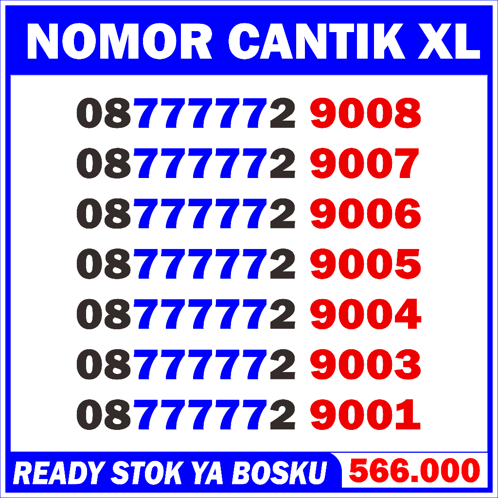 Nomor Cantik XL 77777 XL 9007 9008 Kartu Perdana Nomer Cantik XL 4g 5g 77777 001 003 004 005 006 007