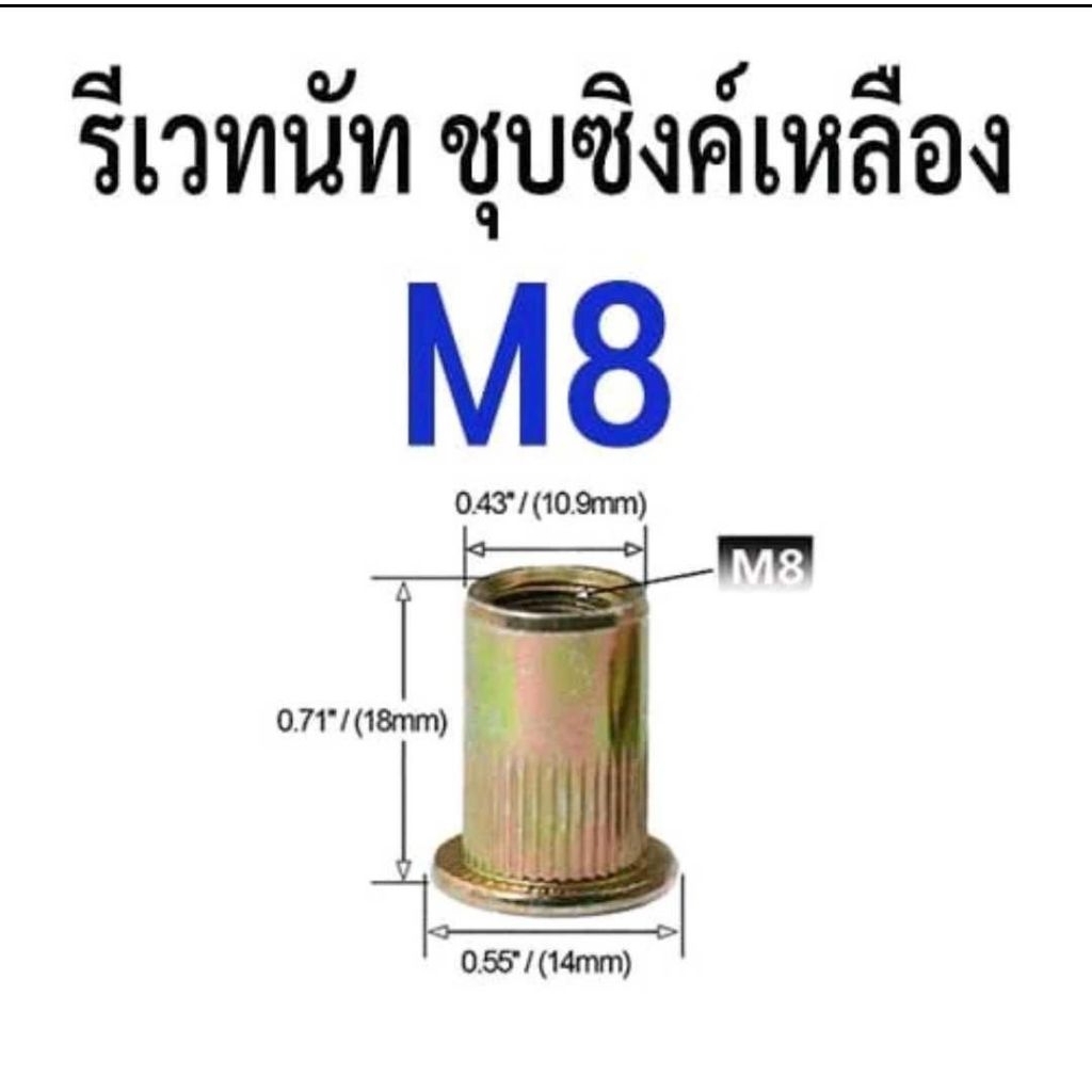 100PCS Rivet Nut M8 Insert Rivet Nut Mur Rivet Mur Tanam
