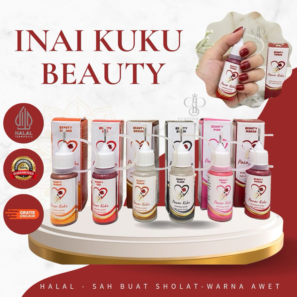 Inai Kuku Beauty Cat Kuku Halal Henna Muslimah Sah Buat Sholat || Inai Kuku Merah Maron Hitam Coklat