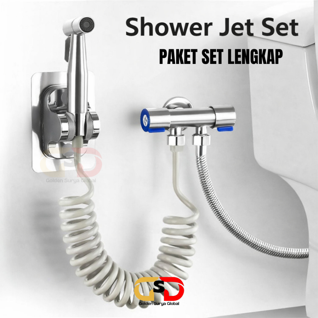 GSG SET LENGKAP Semprotan WC Toilet Jet Shower Bidet Kepala Shower Jet Washer Set Closet Bidet Spray