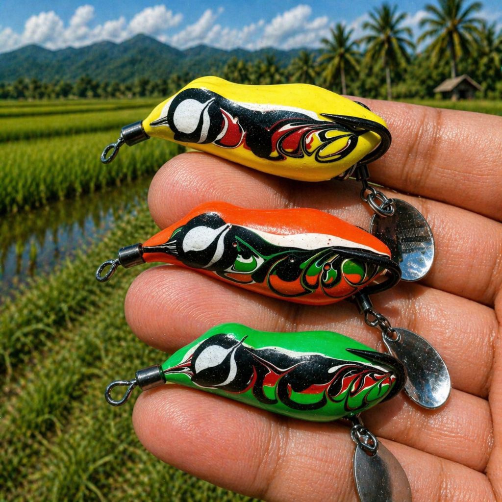 Soft frog ukuran 4cm hook kenzi no 2/0 top water/murah berkualitas/umpan pancing/casting/terbaik/lur