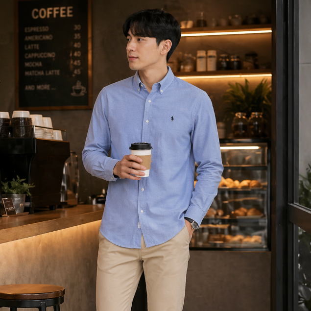 Kemeja Pria Polo Ralph Lauren Lengan Panjang Katun Oxford Premium