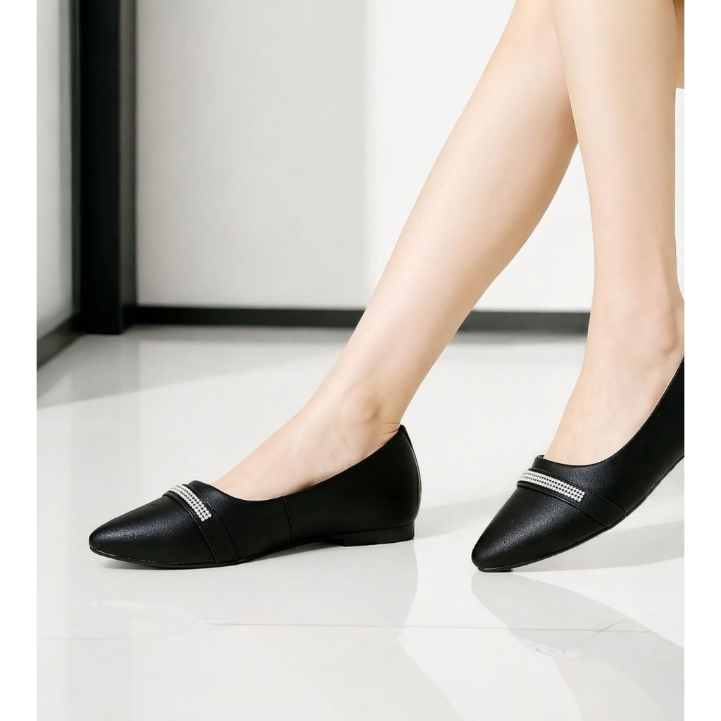 Sepatu Flat Shoes Wanita Hitam Korean style