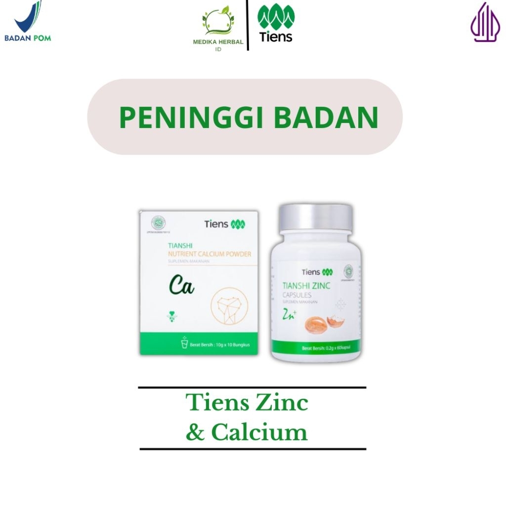 Paket Peninggi Badan Tiens. Zinc & Calcium Tiens