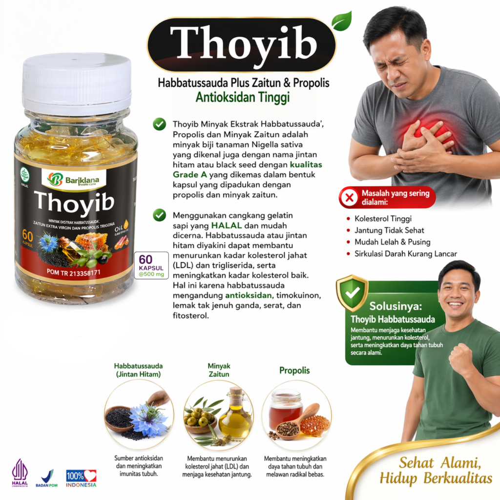 Thoyib - Habbatussauda Plus Zaitun & Propolis Kapsul Jinten Hitam Bariklana
