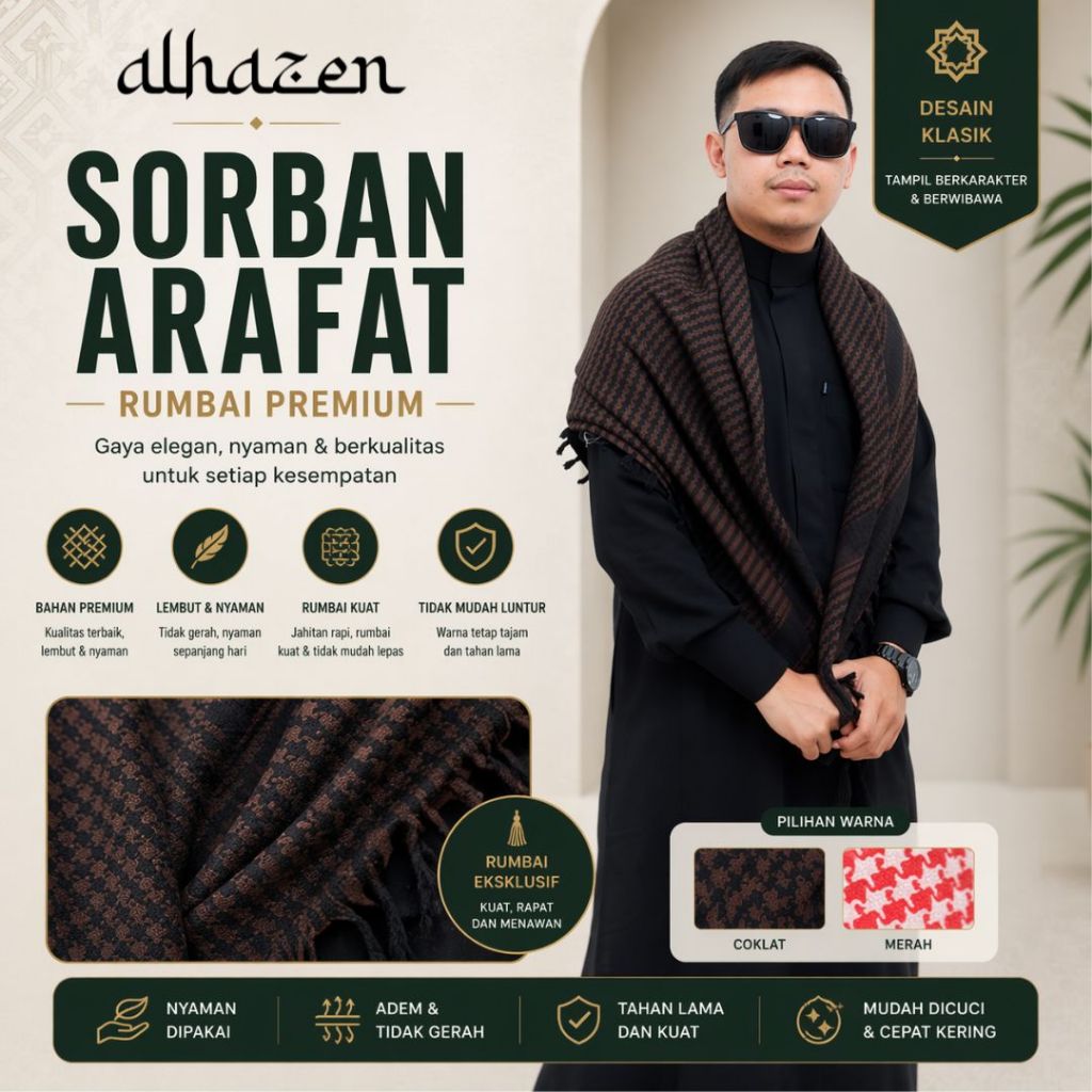 SORBAN HAJI SORBAN JAGUNG SURBAN TENUN TACTICAL MOTIF JAGUNG DASAR PUTIH