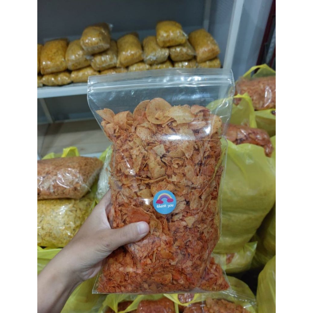500 gram Remukan Kripik Cimoring Pedas Asin Enak Gurih Renyah /Asli Banjarnegara Produksi Tangan Per