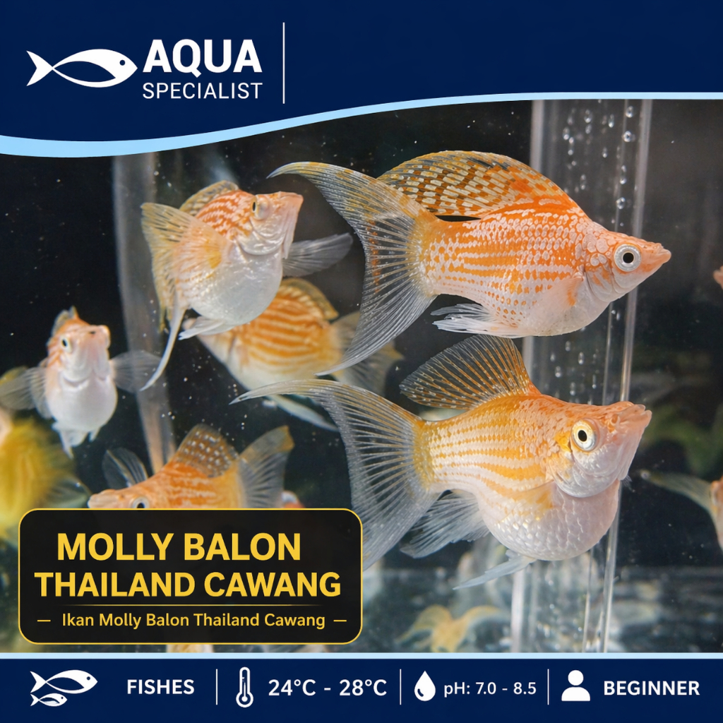 Ikan Molly Golden Thailand Balon Ekor Cawang / Moli Balon Kuning Emas