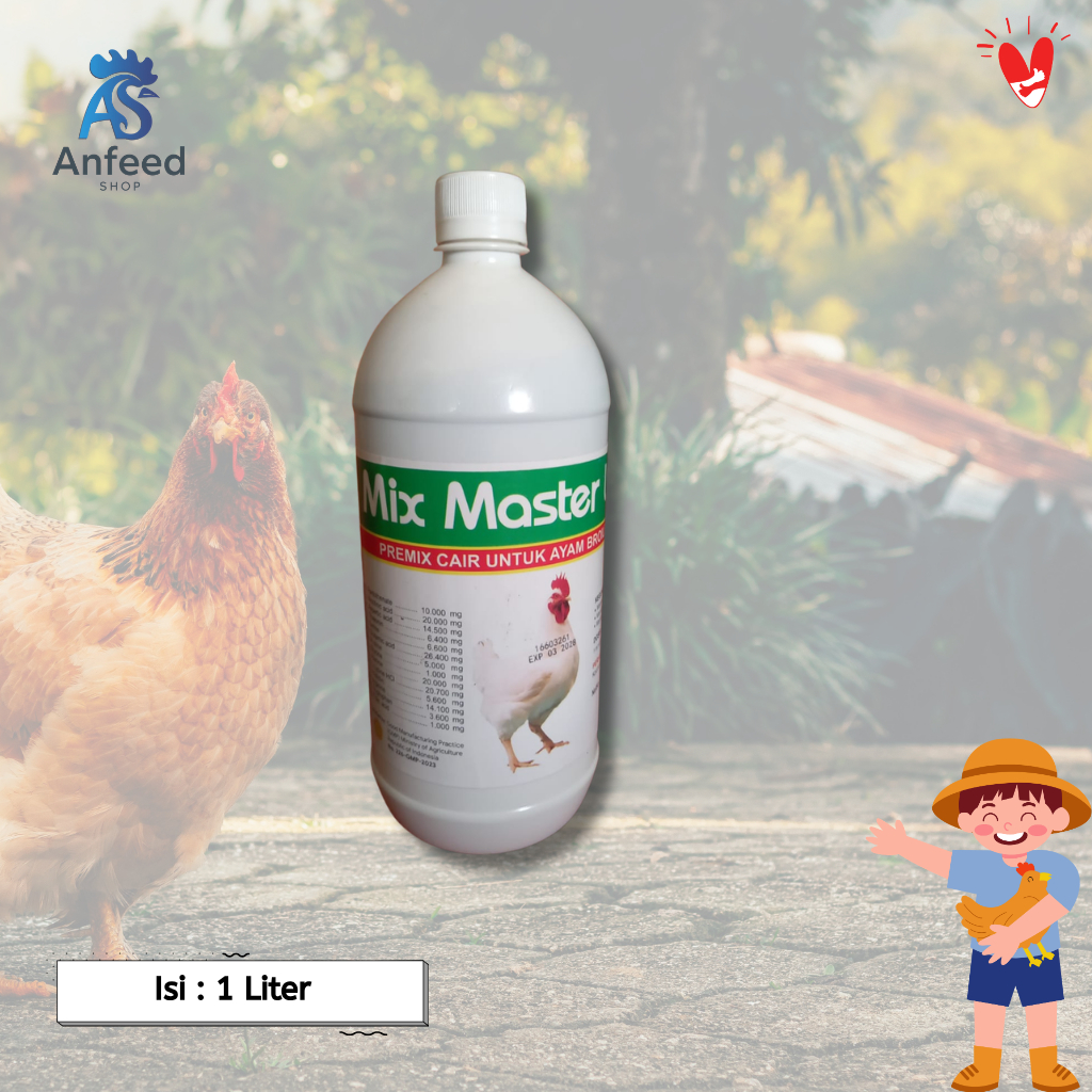 Premix Cair Mix Master 1L - Premix Cair Ayam Broiler - Mempercepat Pertumbuhan