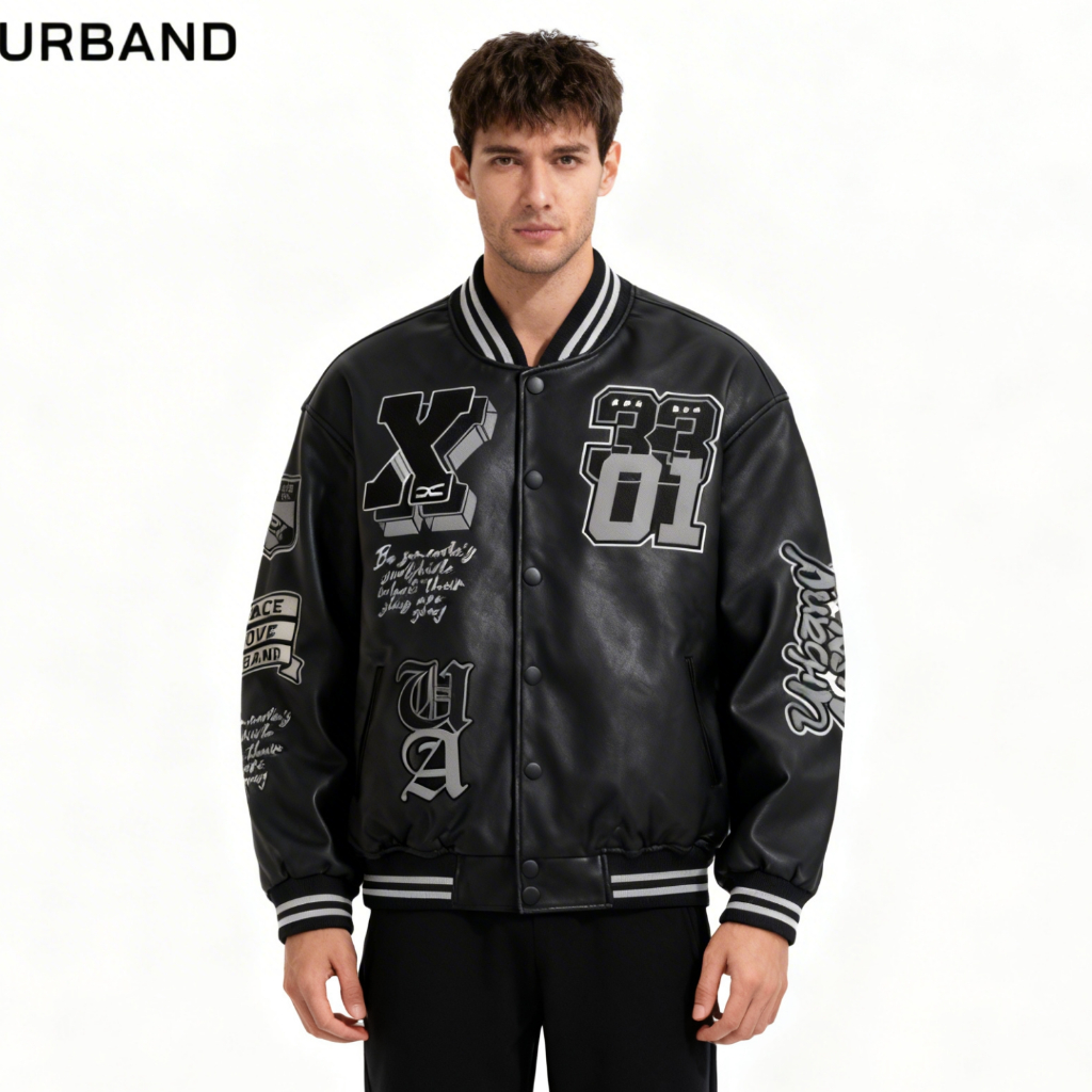 Jaket Varsity Kulit Pria | Varsity Kulit Sintetis Premium Streetwear