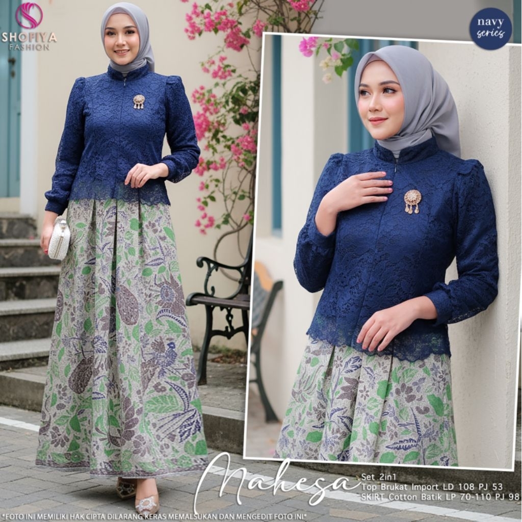 MAHESA SET FREE BROSS BY SHOFIYA - SETELAN KEBAYA BROKAT ROK BATIK, Ajeng set batik 2in1 setelan bat