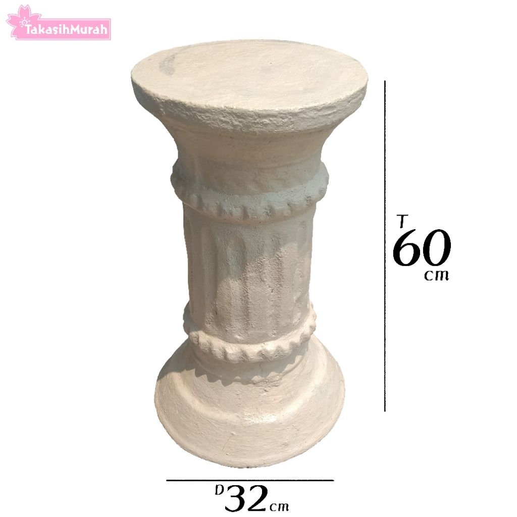 pilar pot tinggi minimalis ukuran tinggi 60cm diameter 32cm