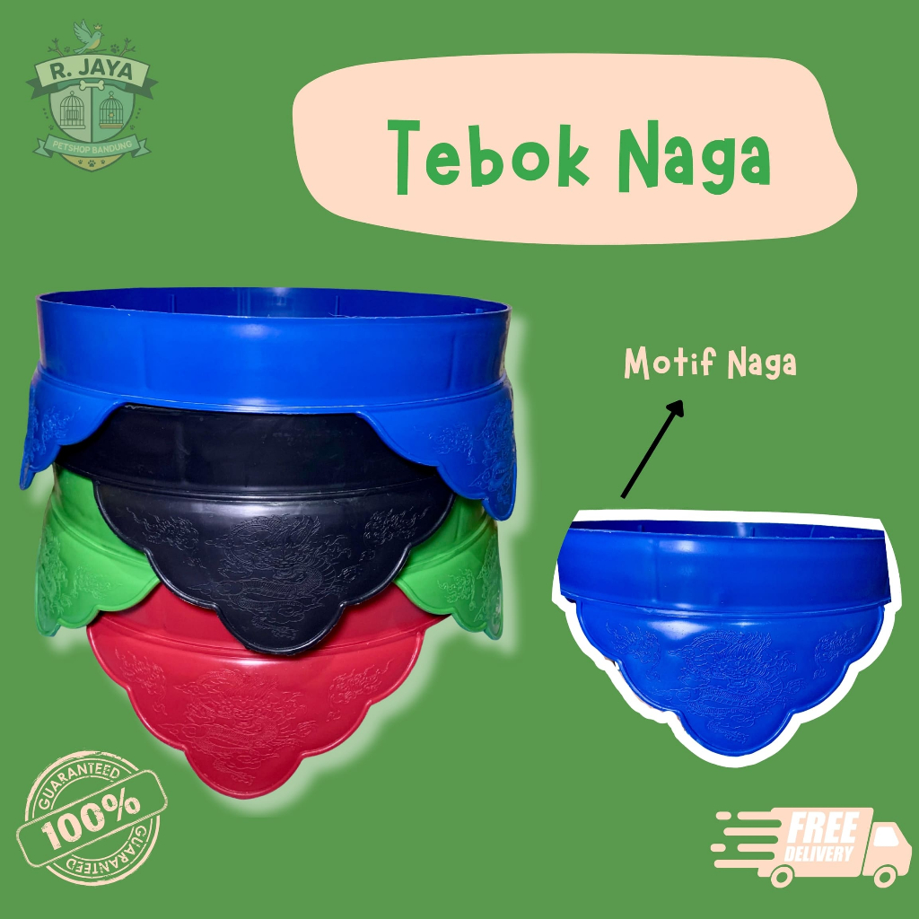 (FREE KLEM) TEBOK LOVEBIRD MOTIF NAGA 33CM PLASTIK TEBAL BERKUALITAS ANTI PECAH SANGKAR BULAT