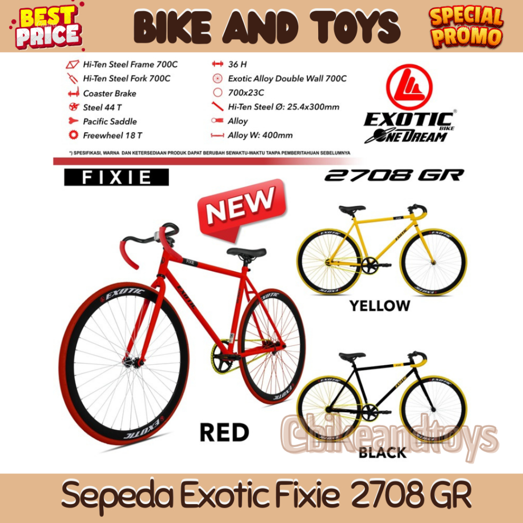 Pacific Sepeda Fixie Exotic ET-2708 GR - Original By Exotic - New Produk