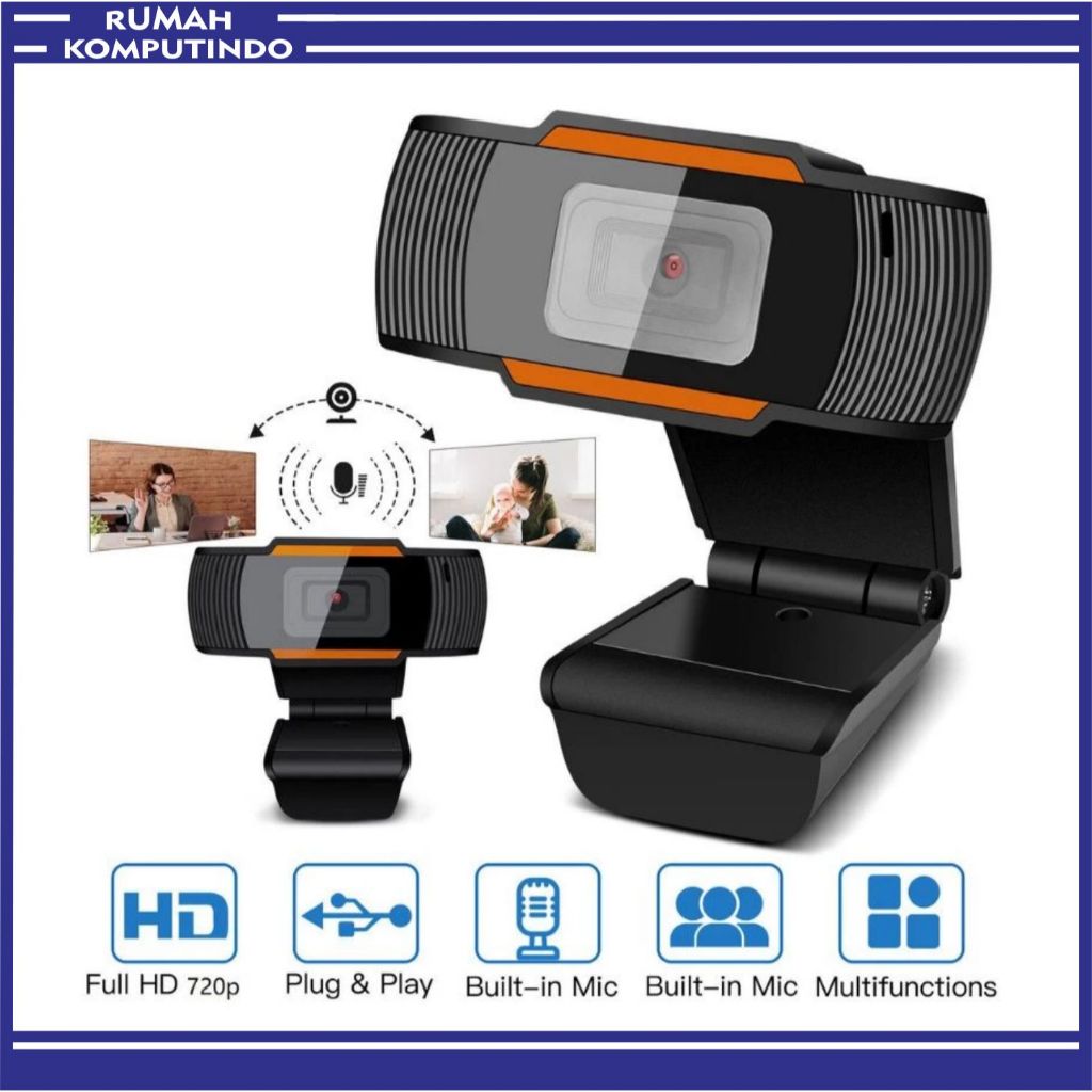 Webcam HD 720p Dengan Mikrofon Dan Zoom