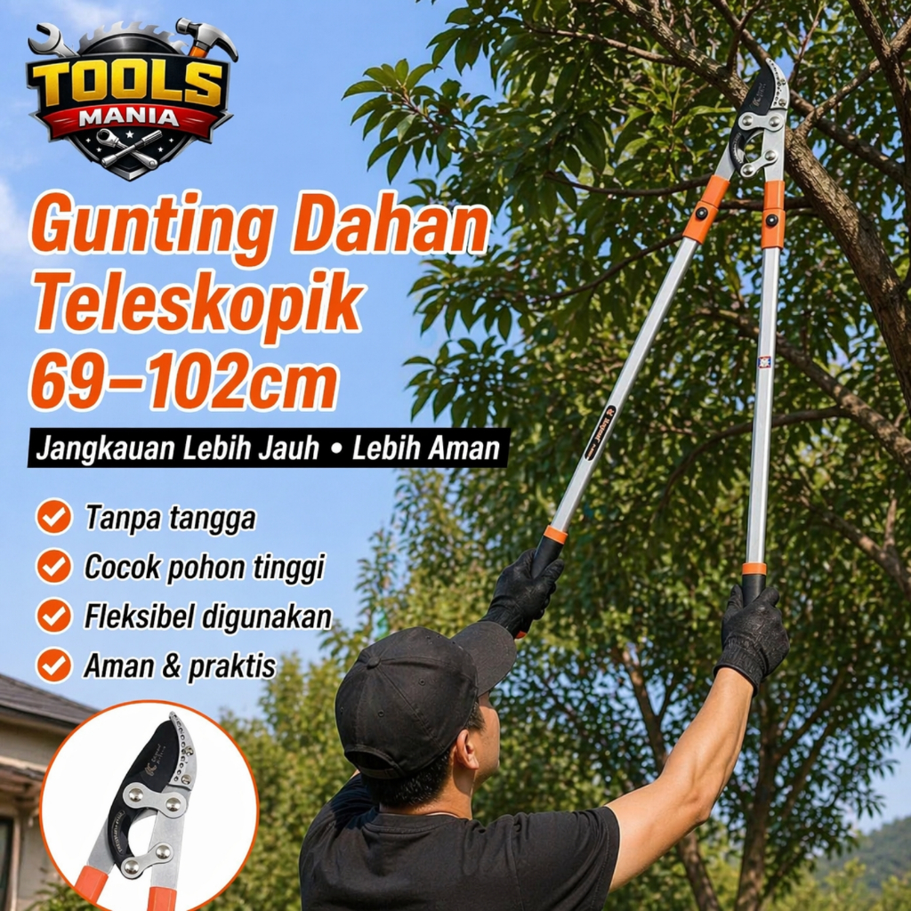 Kapusi Gunting Pohon Extension Gunting Ranting Pemotong Ranting Besar 69-102cm