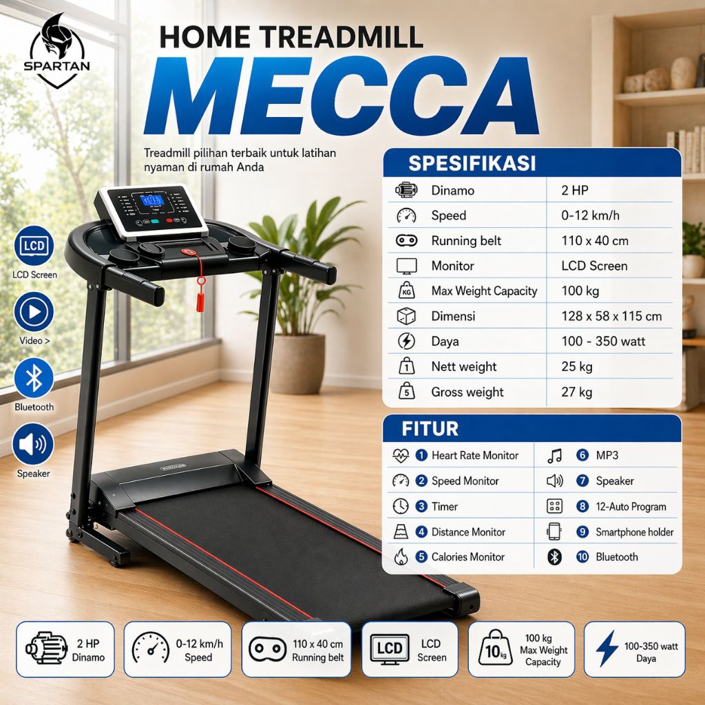 Treadmill Elektrik Legacy Mecca Low watt Electric