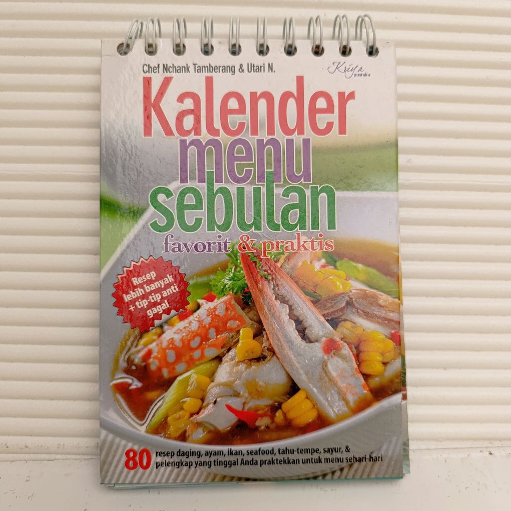 Kalender Menu Sebulan Favorit & Praktis Buku Resep Masakan 80 Resep Daging Ayam Ikan Seafood Tahu Te