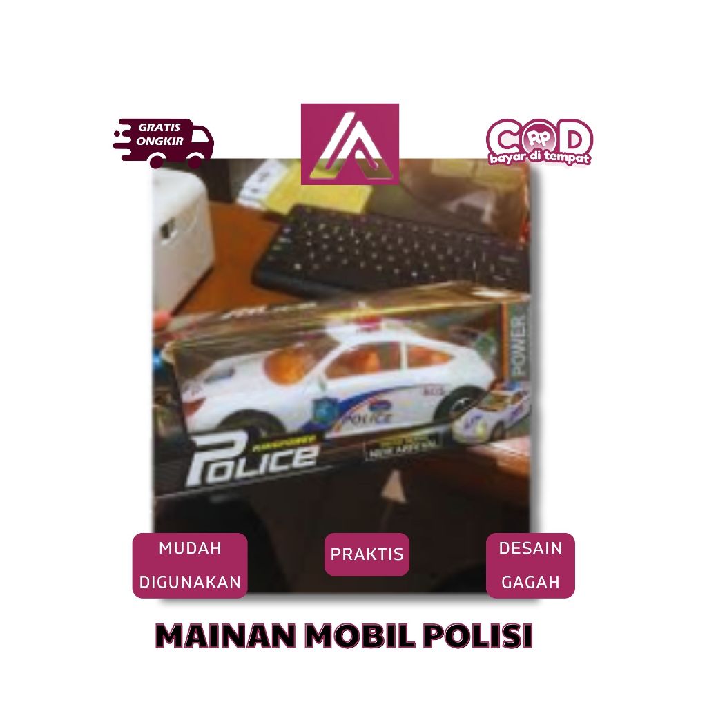 MAINAN MOBIL POLISI KING POWER SIRINE LAMPU BATERAI MOBIL POLISI ANAK