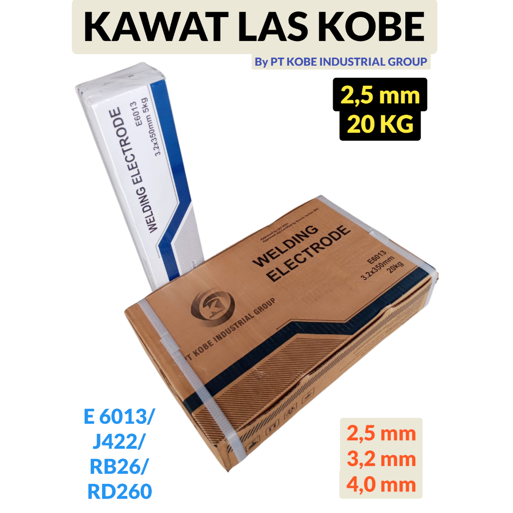 KAWAT LAS STICK 2,5 mm (20 kg) E6013/J422/RB-26/RD-260 2,6 mm//WELDING ELECTRODE/ PT. KOBE INDUSTRIA