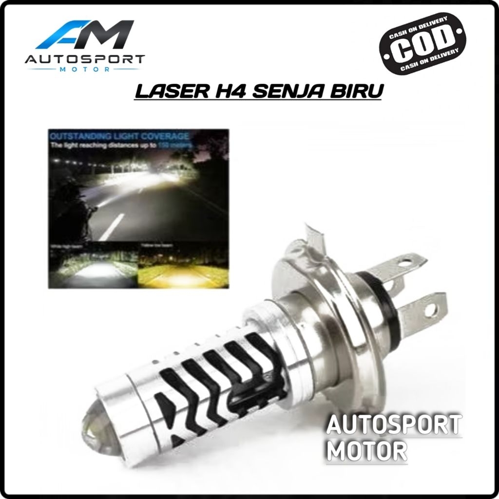 Lampu laser h4 senja biru Lampu led h4 laser 2warna D2 kaki 3 H4 Laser senja biru Vixion mxking tige
