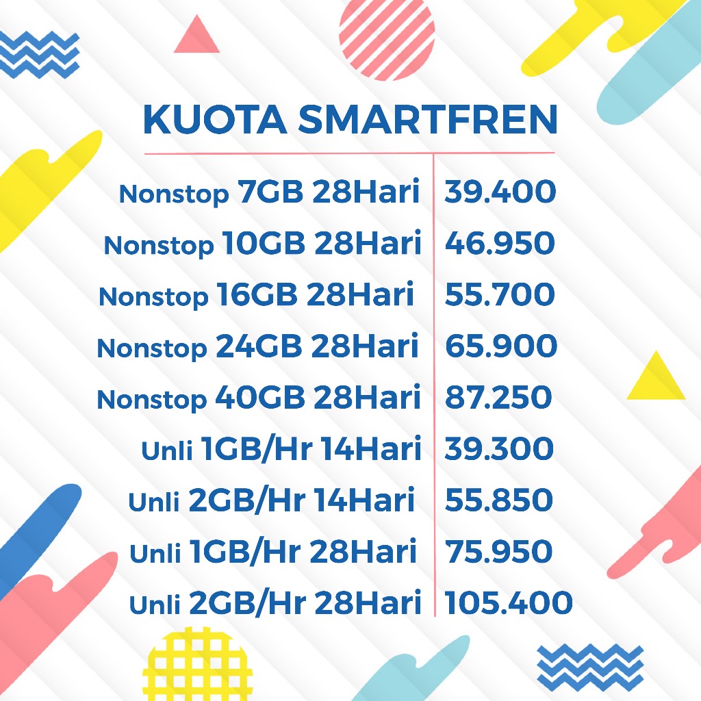 Kuota Smartfren Nonstop 6GB 12GB 30GB 45GB 60GB Non Stop Unlimited Smart Fren Paket Internet Data Mu