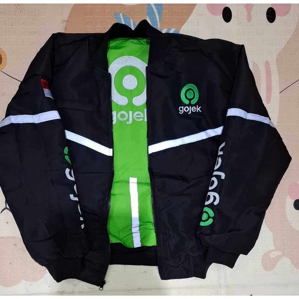 JAKET GOJEK ORI GOJEK HITAM GAK CEPET KOTOR LOLOS VERMUK WATERPROOF BORDIR SAKU 6 READY SIZE JUMBO 8