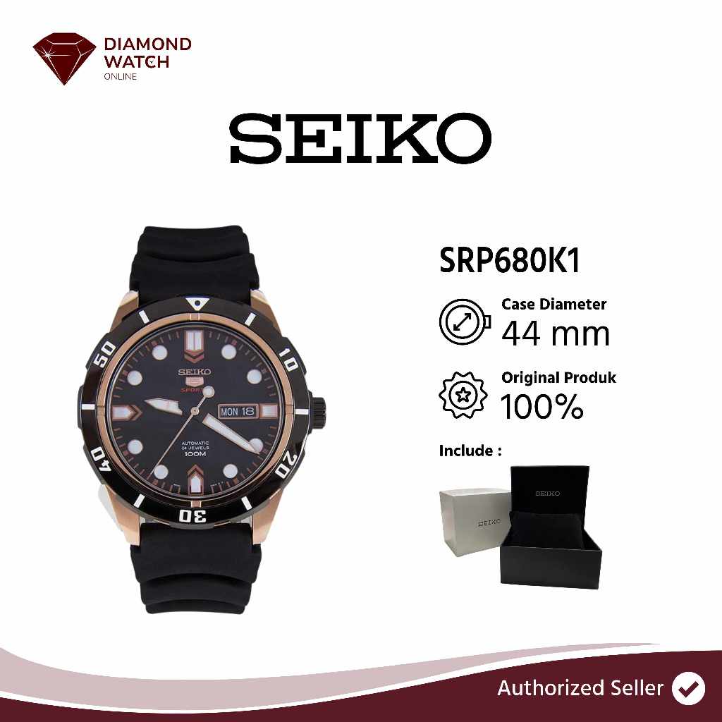 Seiko 5 Sports SRP680K1 Automatic 24 Jewels 100M Rubber Strap