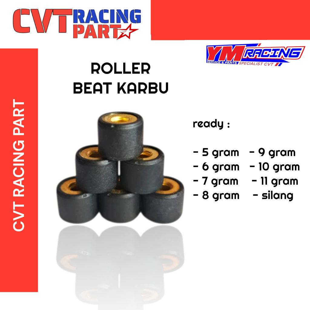 ROLLER 1SET ISI 6PCS/BUTIR YM RACING (Beat Karbu/Scoopy Karbu/Spacy Karbu) | CVT | ym racing
