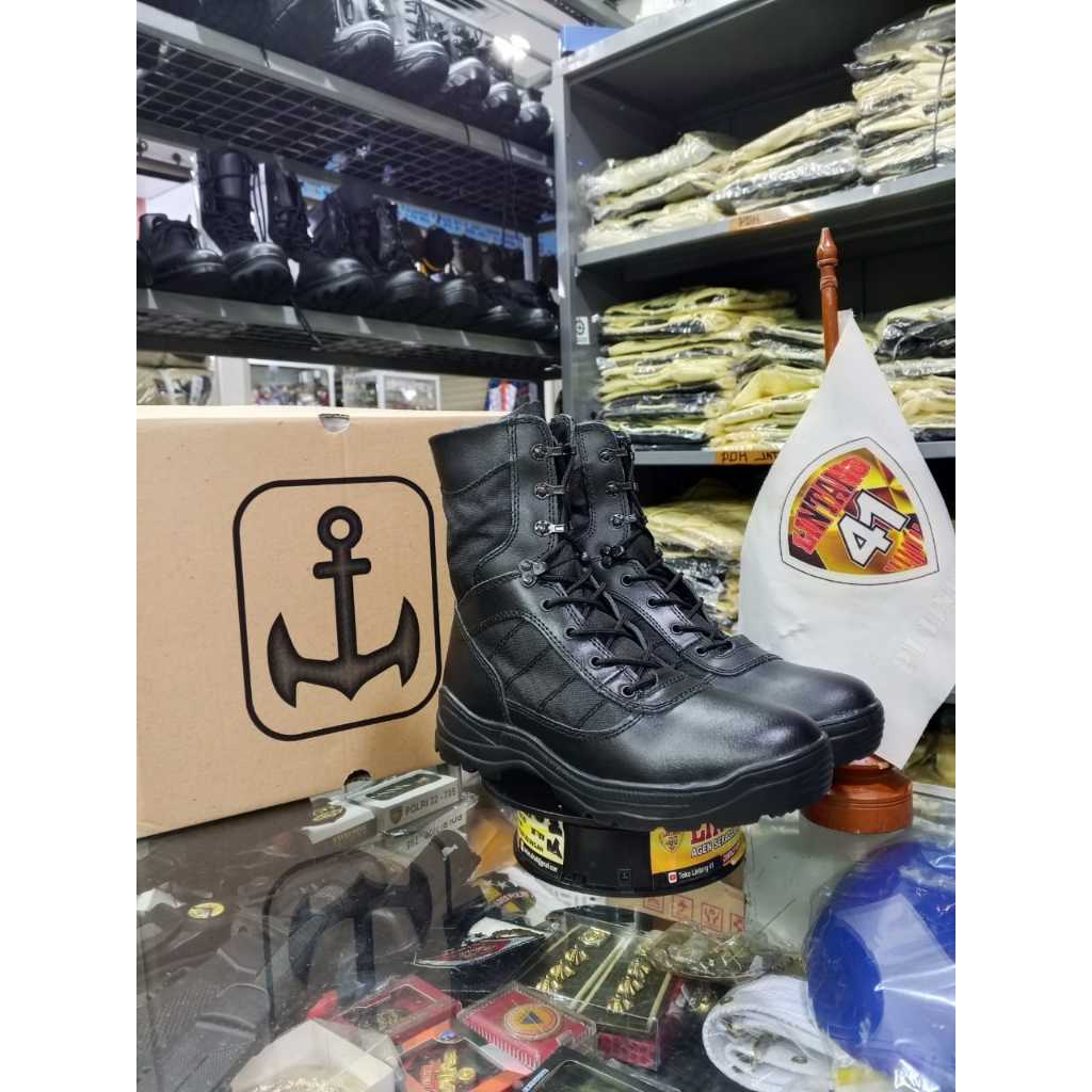 Sepatu PDL Jatah TNI AL - Kulit Asli, Linning Marimes, Outsole Karet