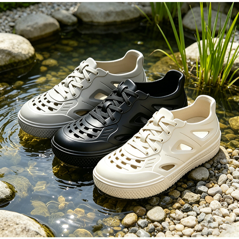 Sepatu Sneakers Karet Anti Slip Unisex Sepatu Ventilasi Lubang untuk Pria Wanita Sepatu Santai Bahan