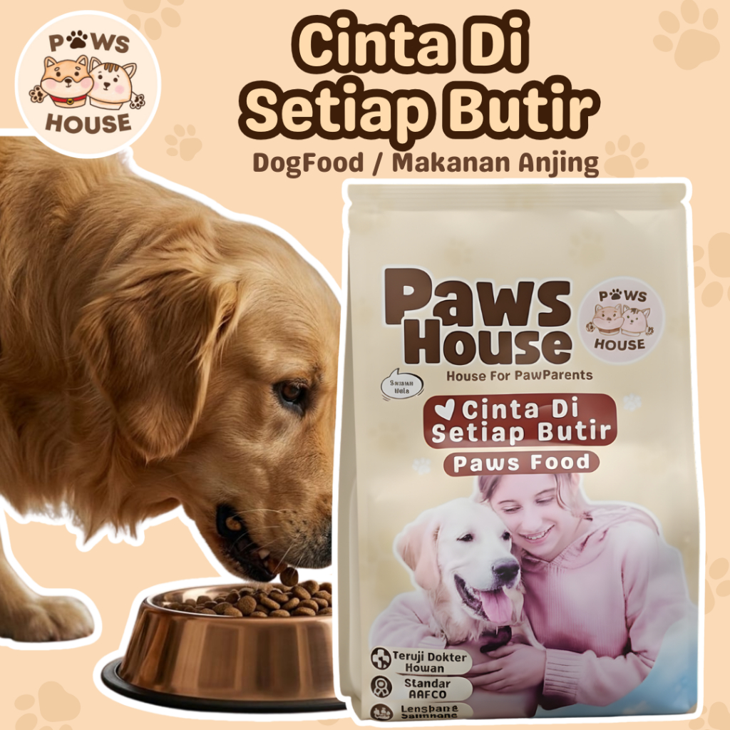 PAWS HOUSE Dog Food Puppy & Adult For Poodle & All Breed 800g - Makanan Anjing Kering Medan