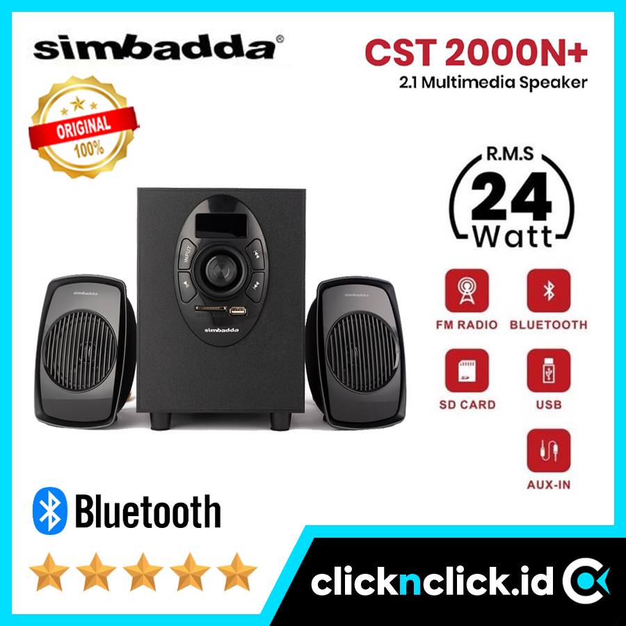 SIMBADDA CST 2000N+ Speaker Desktop 2.1 Bluetooth USB SD Card Radio AUX Multimedia Subwoofer Bass Sp