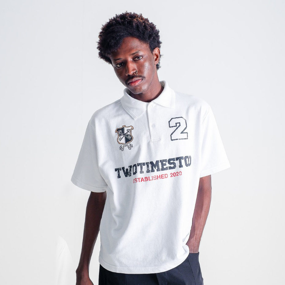 2TIMESTOO Varsity Polo Tee 02 - White