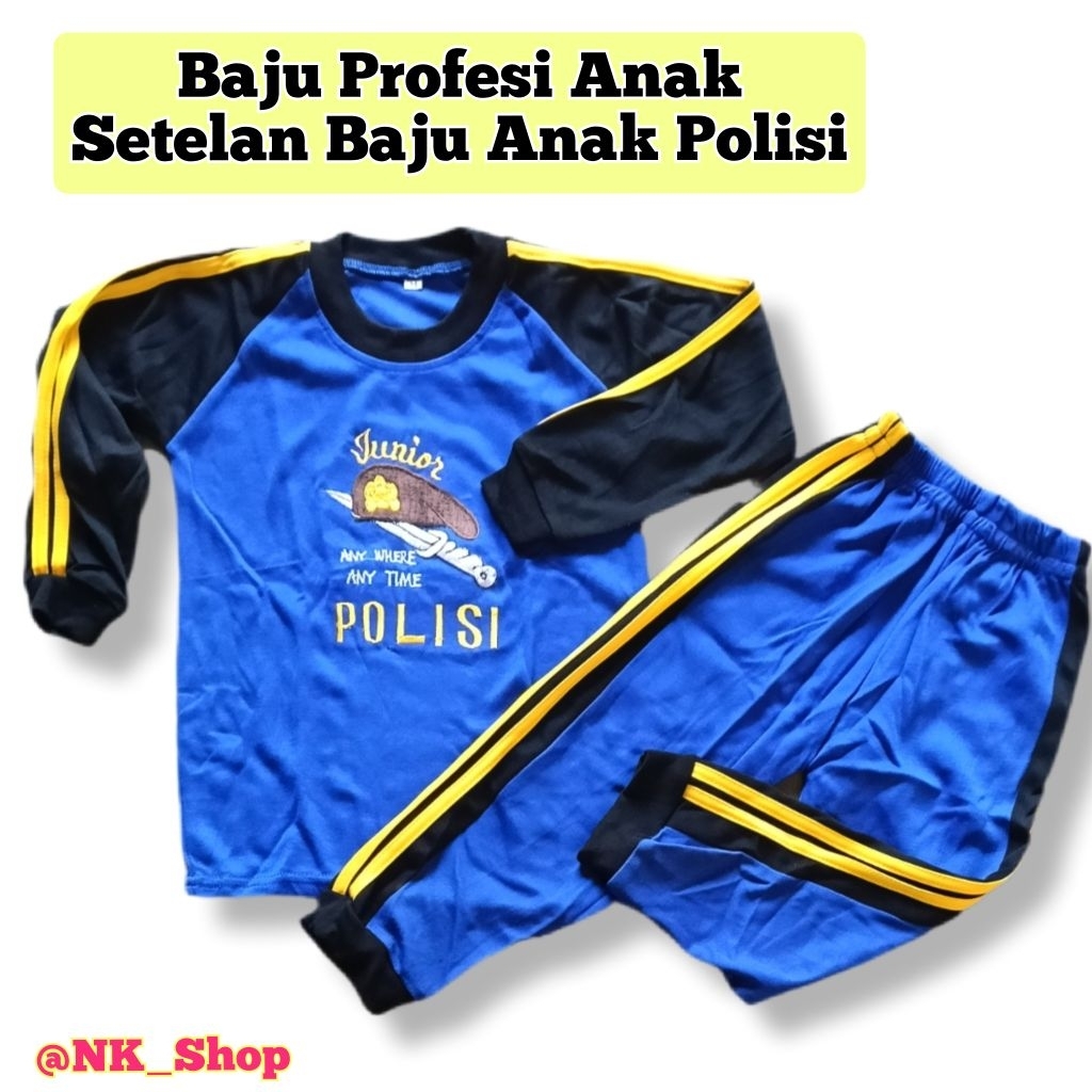 Baju Profesi Anak Setelan Baju Polisi Anak | Setelan Kaos Panjang Polisi Anak | Setelan Kaos Trainin