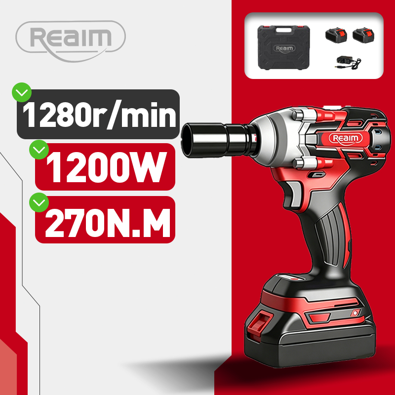 REAIM Impact Wrench Brushless Bor Baterai Bor Listrik Impact Baterai Untuk Baut Mobil