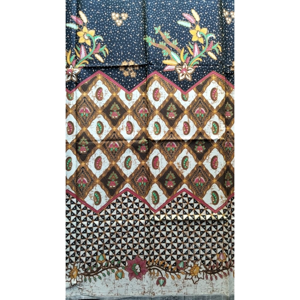 Kain Batik Premium Print sidomukti slobog merah hijau kuning biru hitam Beige