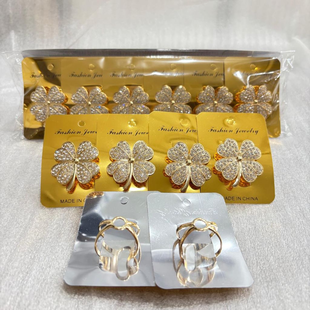 Lusinan 12 Pcs Bros Jilbab Bros cincin Ring Elegan Gold dan Silver