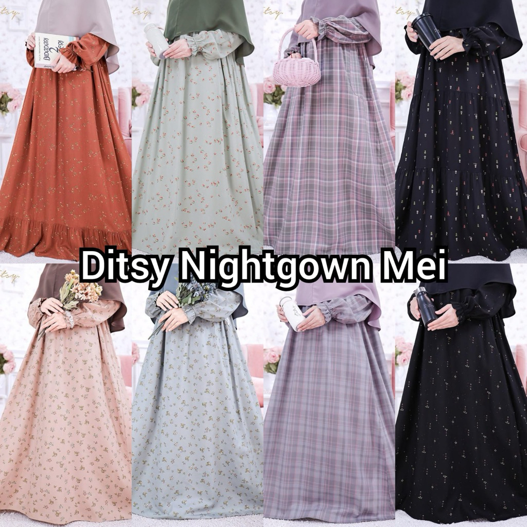 Ditsy Nightgown Mei XS S M L XL XXL XXXL JUMBO Amaline Mustard Vinette Forest Mint Runar Peach Runar