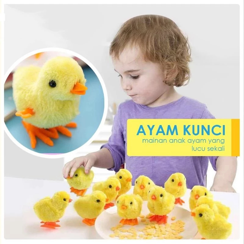 Mainan Ayam Berjalan Anak Bayi Lucu Ayam Putar Jam Tidak Perlu Baterai & ayam jago putar berjalan