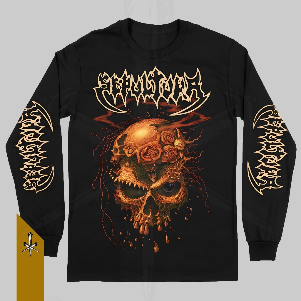 Kaos Sepultura 100% Cotton COMBED 30s Tangan Panjang Rib Bootleg