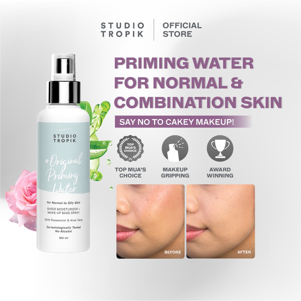 Studio Tropik Original Priming Water | Grip Makeup Anti Dempul | Makeup Anti Cakey | Makeup Tahan La