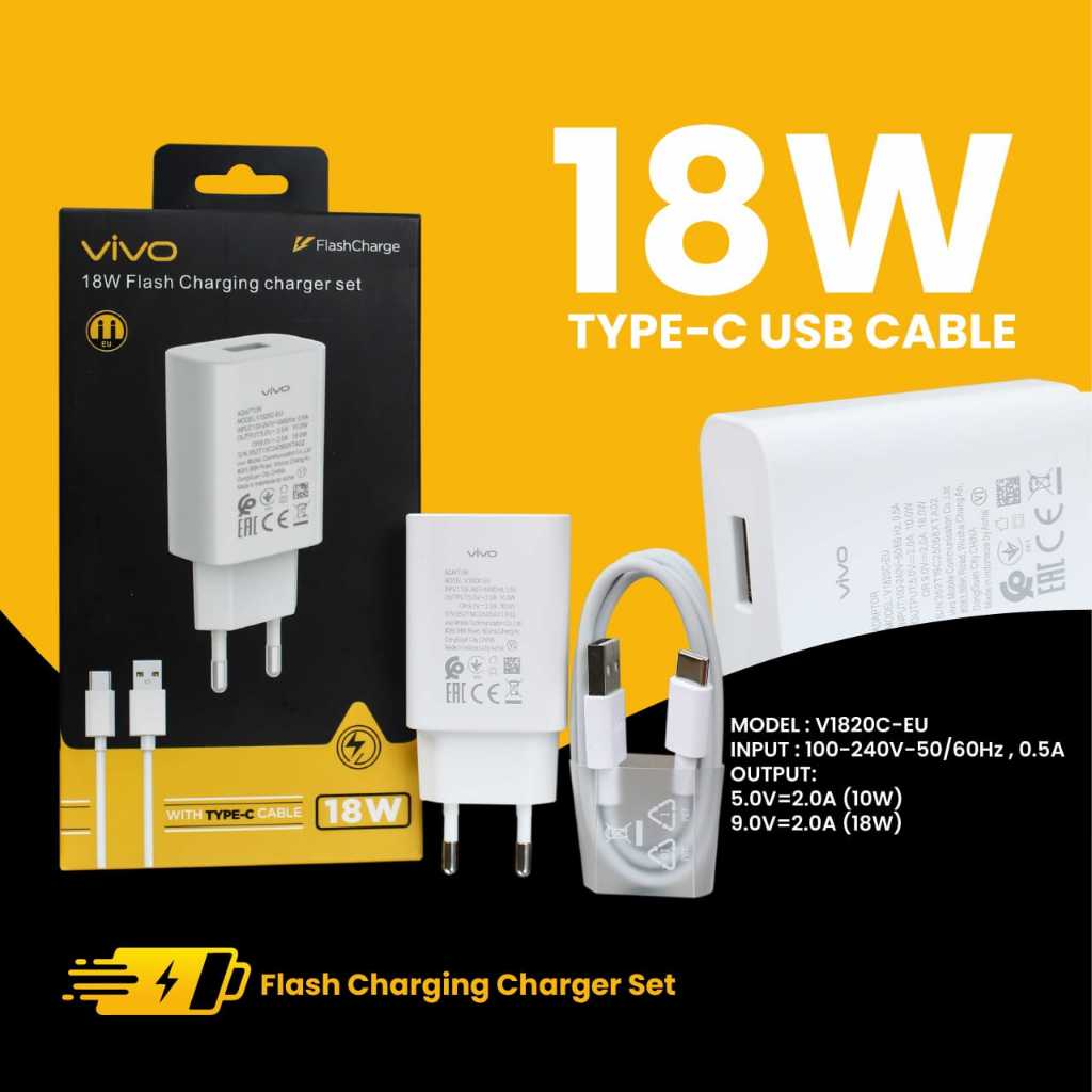CHARGER VIVO 18W V1820C TYPE C ORIGINAL 100%