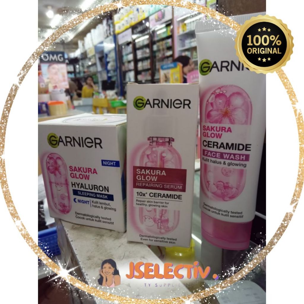 GARNIER SAKURA GLOW CERAMIDE SKINCARE SERIES - LENGKAP // JSELECTIV X JHON KOSMETIK // Face Wash / E