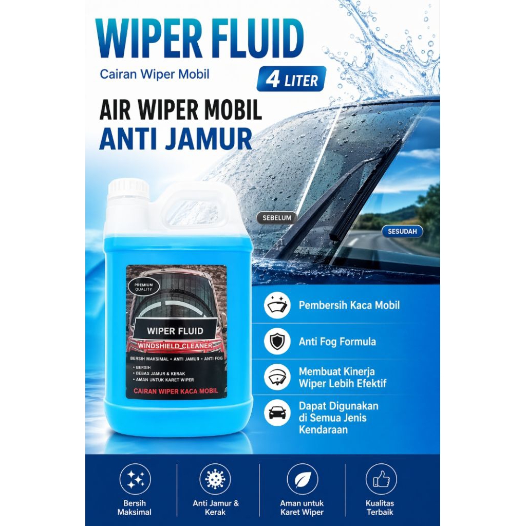 Air Wiper 4 liter Pembersih Kaca mobil Cling Bebas Jamur,Cegah Goresan