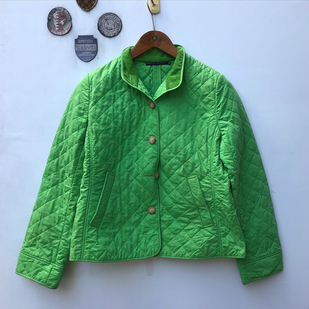 Vintage Ralph Lauren Green waterproof Quilted Jacket Padded Jacket, Size 9, Green JDM japan Domestic