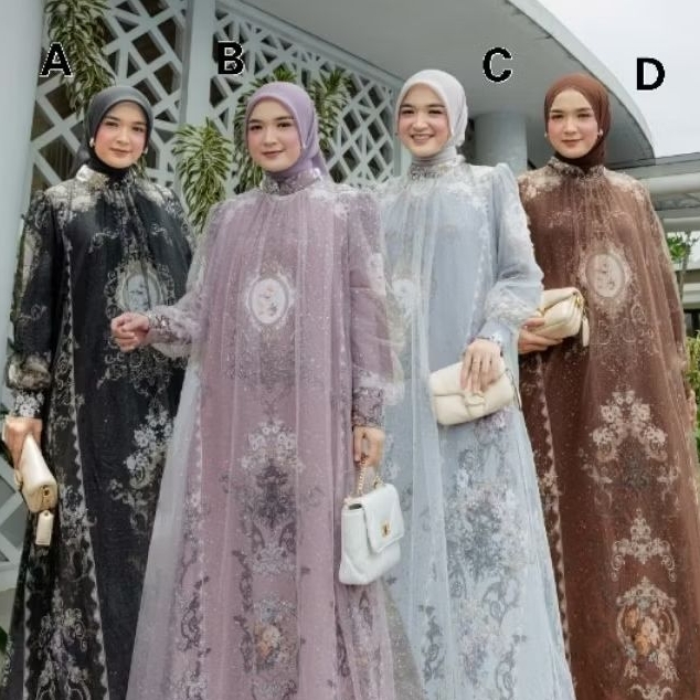 AVRILIA HIJAB Gamis Abaya Branded Ceruty  Printing Premium READY Agen Gamis