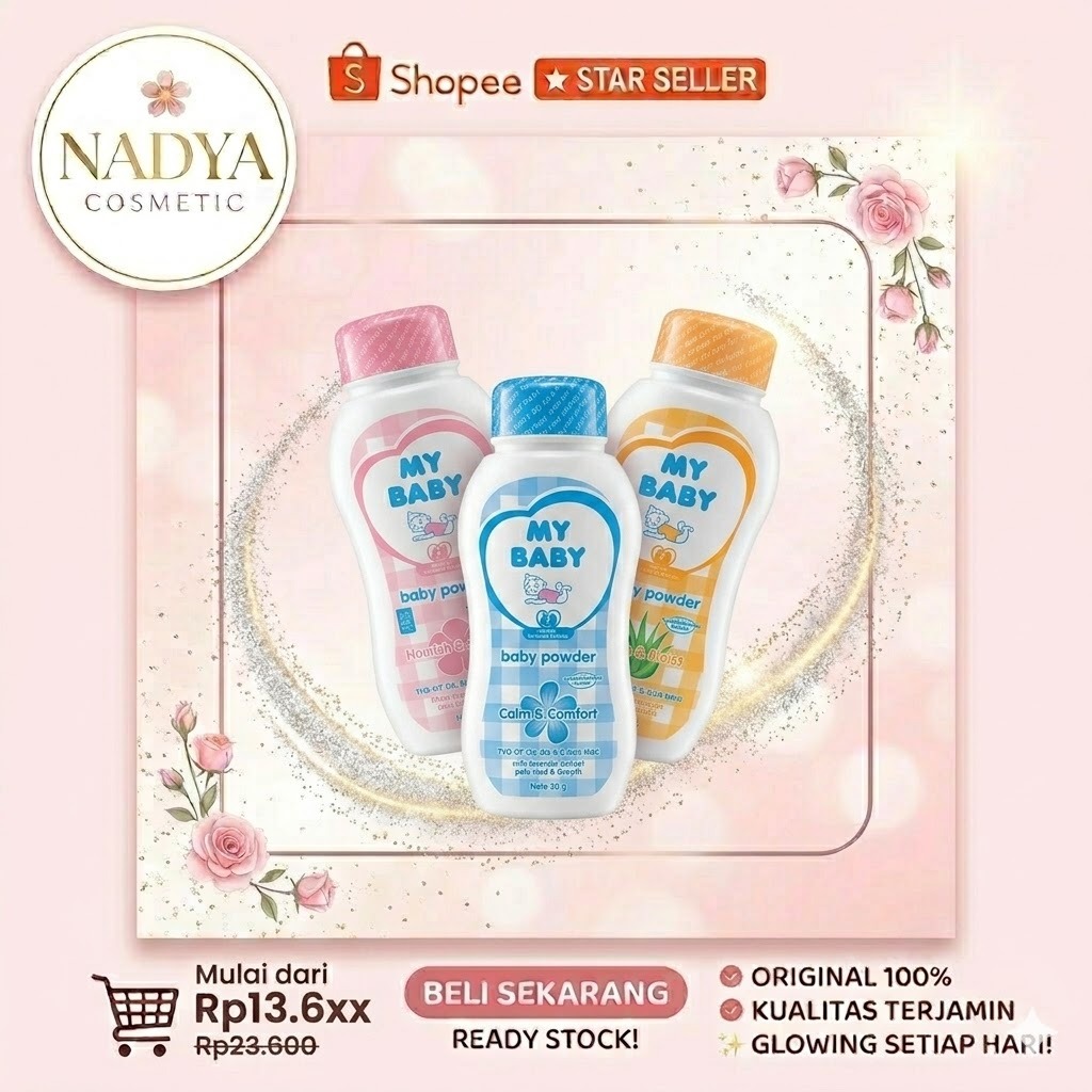 Bedak Bayi My Baby Powder 50g Ukuran Kecil - Bedak Tabur Bayi Wangi Lembut dan Anti Biang Keringat -