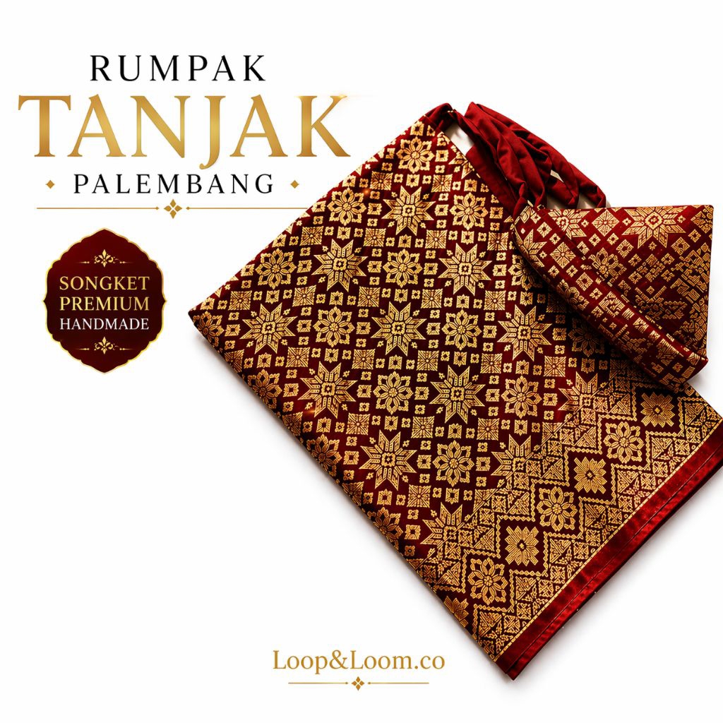 Songket Rumpak + Tanjak Palembang Pria | Kain Lilit Adat Melayu Premium | Tanjak Songket Modern