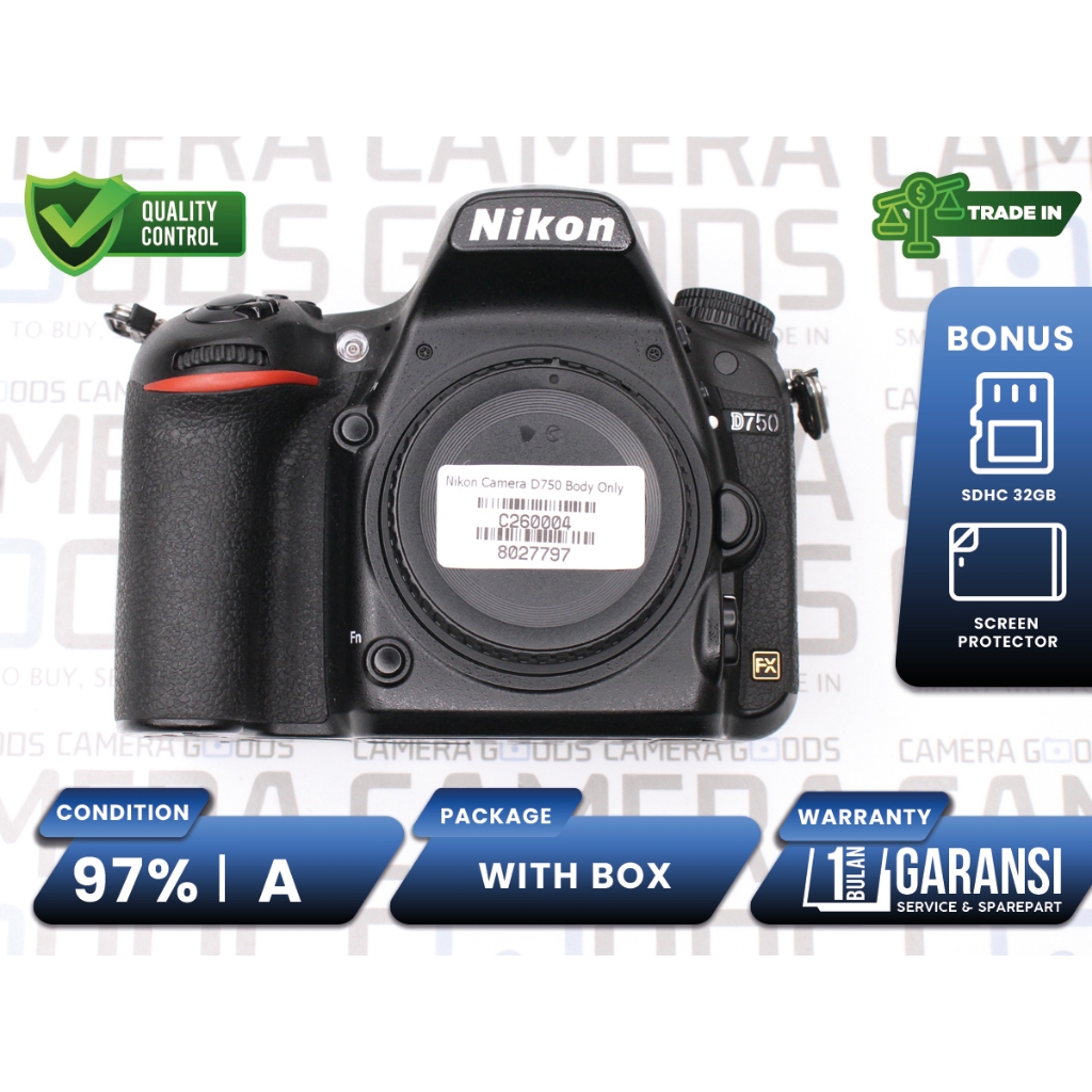 Kamera Nikon D750 DSLR Full Frame Camera Body Only Second Bekas Grade A / Nikon D 750 - C260004